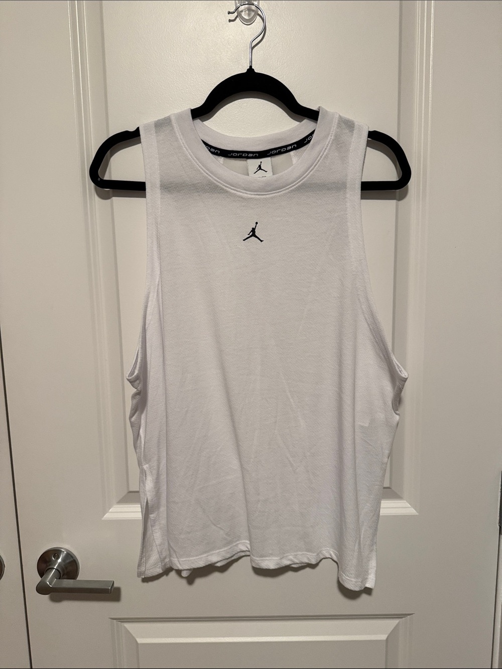 Jordan White Muscle Tank with Black Jumpman Logo